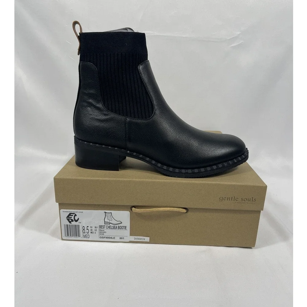 Gentle Souls Emmie Chelsea Boots Women's SZ 8.5 Black Leather Ankle Booties New - Picture 2 of 8